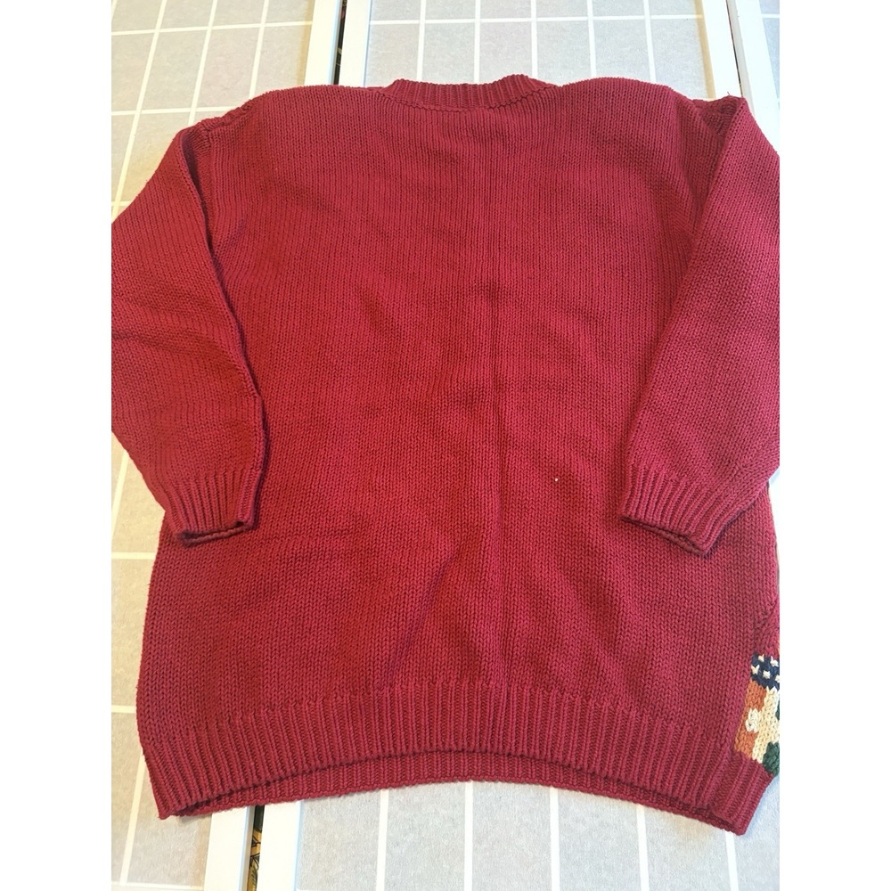 Vintage 80s Huntington Ridge Sweater Womens Medium Red Ramie Knit Geometric - Picture 9 of 10